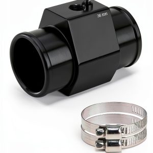 Pursuestar Aluminum Water Temp Gauge Joint Pipe 40mm Black Lightweight-0