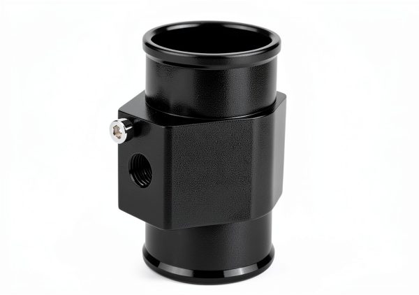 Pursuestar Water Temp Gauge Joint Pipe 40MM Black Aluminum-1