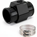 Pursuestar Water Temp Gauge Joint Pipe 40MM Black Aluminum-0