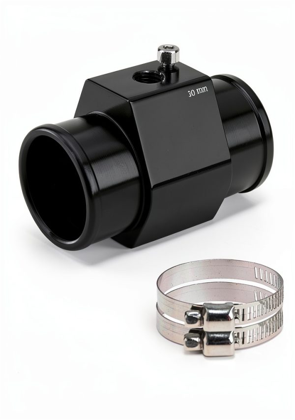 Pursuestar Water Temp Gauge Joint Pipe 40MM Black Aluminum-0