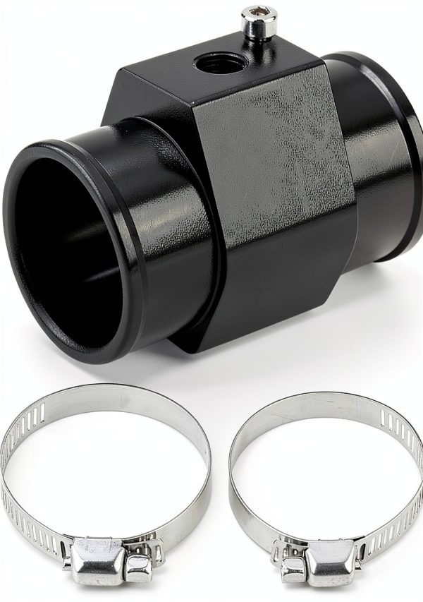 Pursuestar Water Temp Gauge Joint Pipe 40MM Black Aluminum-2