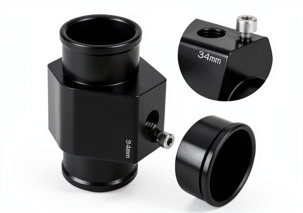 Pursuestar Aluminum Water Temperature Gauge Joint Pipe 40MM Black-3