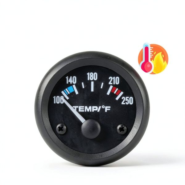 Universal 2"/52mm Water Temperature Gauge 100-250℉ Water Temp Gauge Kit DC12V with LED Light Indicator Display and Sensor for Ship Car Truck Vehicle Automotive Boat Marine (White Pointer)-1