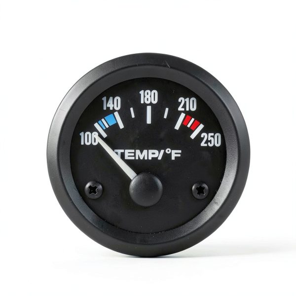 Universal 2"/52mm Water Temperature Gauge 100-250℉ Water Temp Gauge Kit DC12V with LED Light Indicator Display and Sensor for Ship Car Truck Vehicle Automotive Boat Marine (White Pointer)-2