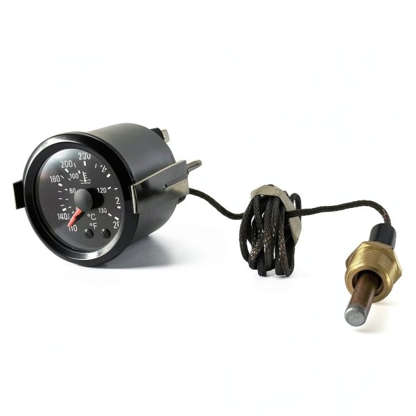 2" 52mm Mechanical Water Temperature Temp Gauge 110-265℉, with Sensor NPT 1/2, 1.8m Wire Length 12V-3