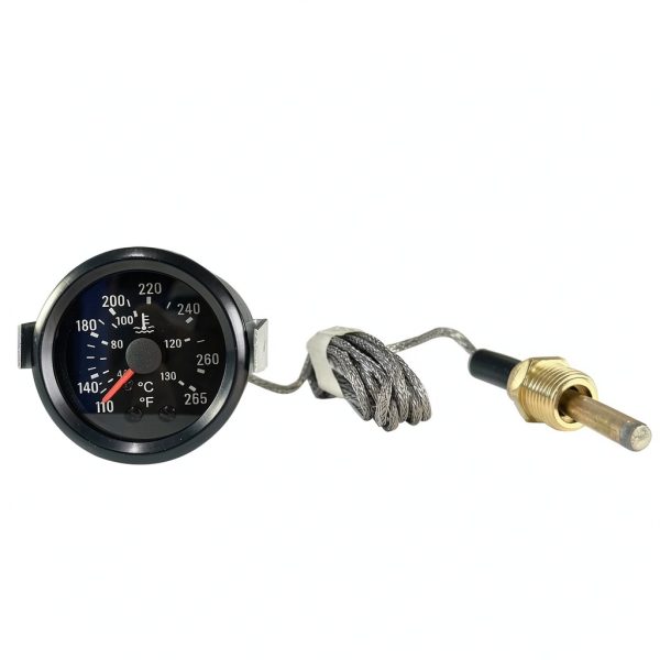 2" 52mm Mechanical Water Temperature Temp Gauge 110-265℉, with Sensor NPT 1/2, 1.8m Wire Length 12V-1