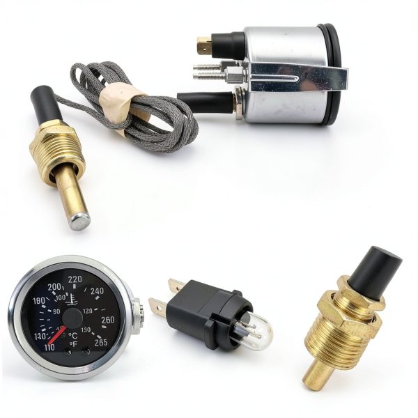 2" 52mm Mechanical Water Temperature Temp Gauge 110-265℉, with Sensor NPT 1/2, 1.8m Wire Length 12V-6