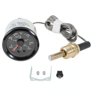 JDMSPEED 2" 52mm Water Temperature Gauge 40-130℃,110-265℉ Water Temp Thermometer Meter Kit DC12V with Sensor NPT 1/2, 1.8m Wire Length-0
