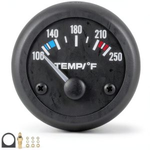 Universal 2"/52mm Water Temperature Gauge 100-250℉ Water Temp Gauge Kit DC12V with LED Light Indicator Display and Sensor for Ship Car Truck Vehicle Automotive Boat Marine (White Pointer)-0